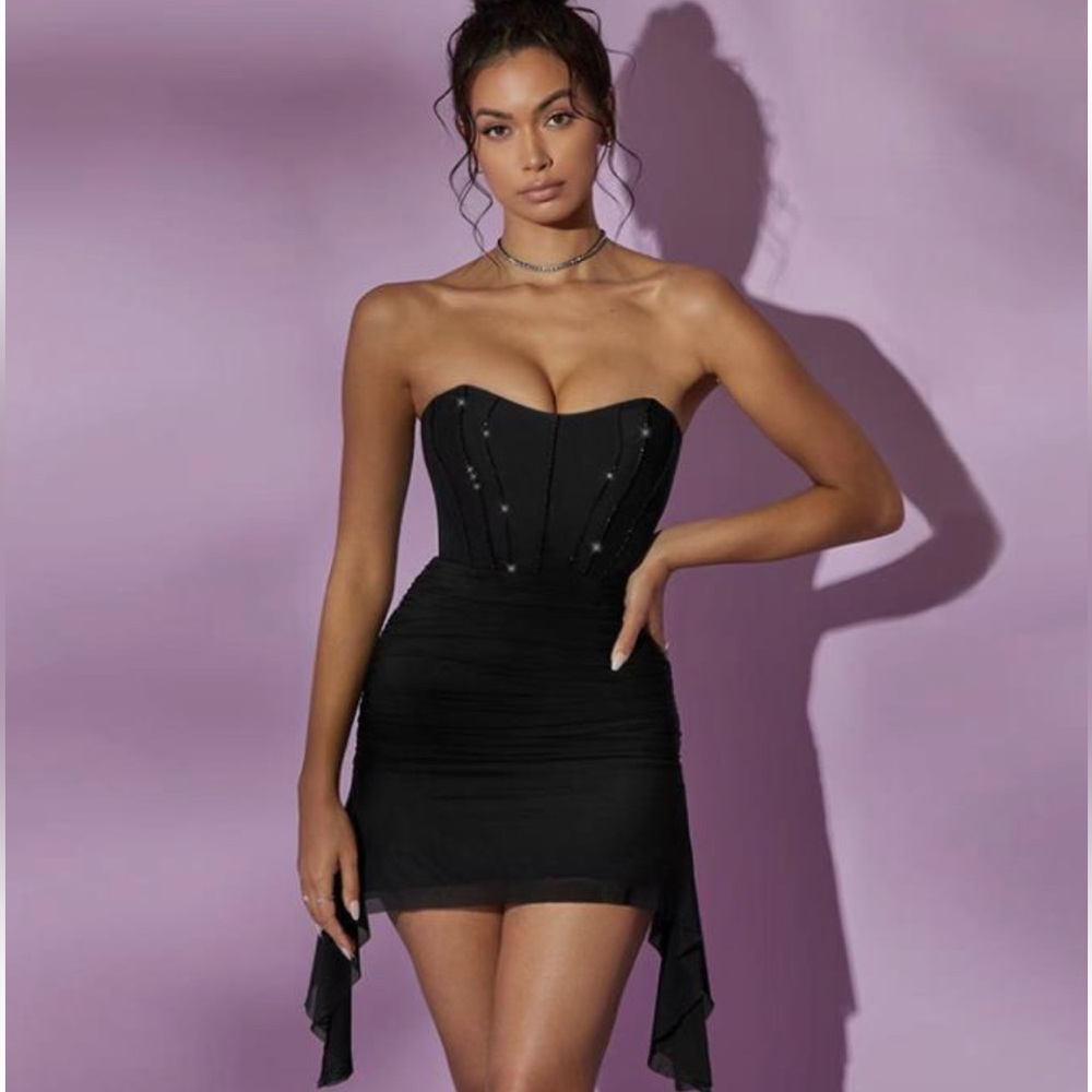 Oh Polly Black Strapless Dress